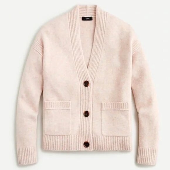 J. Crew Sweaters - J. Crew Ivory Rainbow Mauve Supersoft Yarn Cropped Cardigan Sweater Small